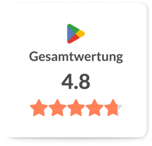 Bewertung der CARE Kita-App im Google Play Store: 4,8 Sterne